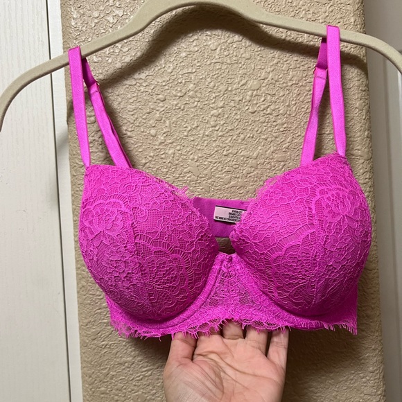 Victoria’s Secret DREAM ANGELS Lightly Lined Lace Demi Bra 34DD Pink Berry - Picture 9 of 9
